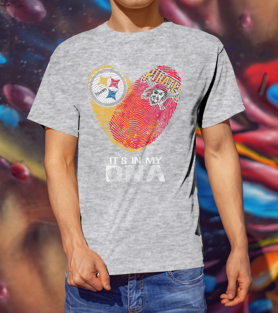 Steelers Pirates It's In My Dna Fingerprint Heart T-Shirt