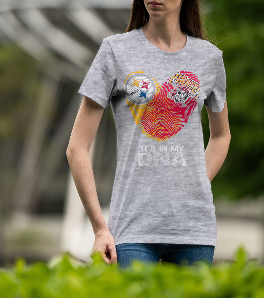 Steelers Pirates It's In My Dna Fingerprint Heart T-Shirt