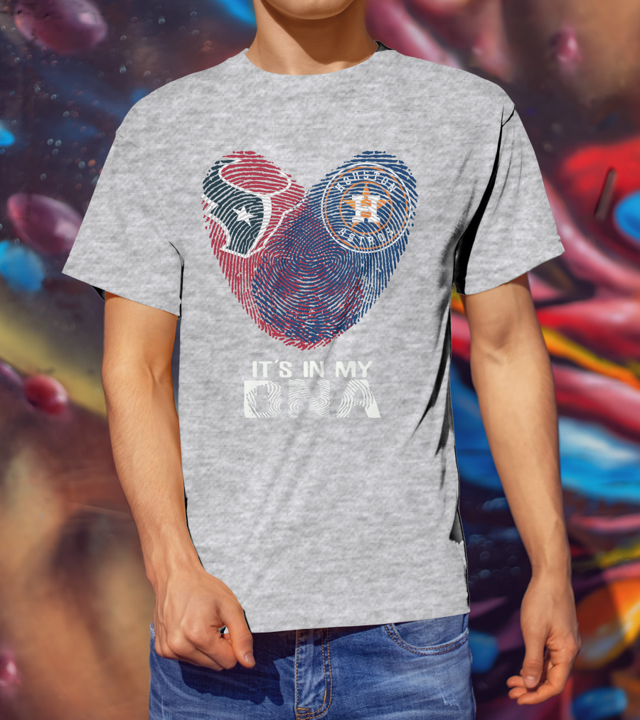 Texans Astros It's In My DNA Fingerprint Heart T-Shirt