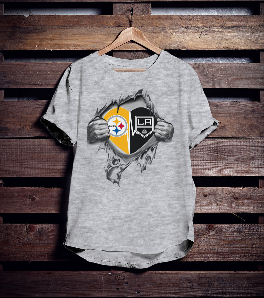 Steelers LA Kings It's In My Heart Dual Logo T-Shirt