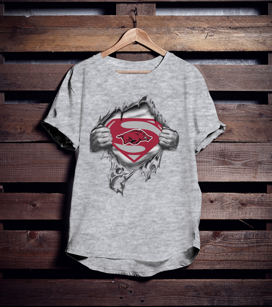 Arkansas Razorbacks Superman Logo Tear T-Shirt