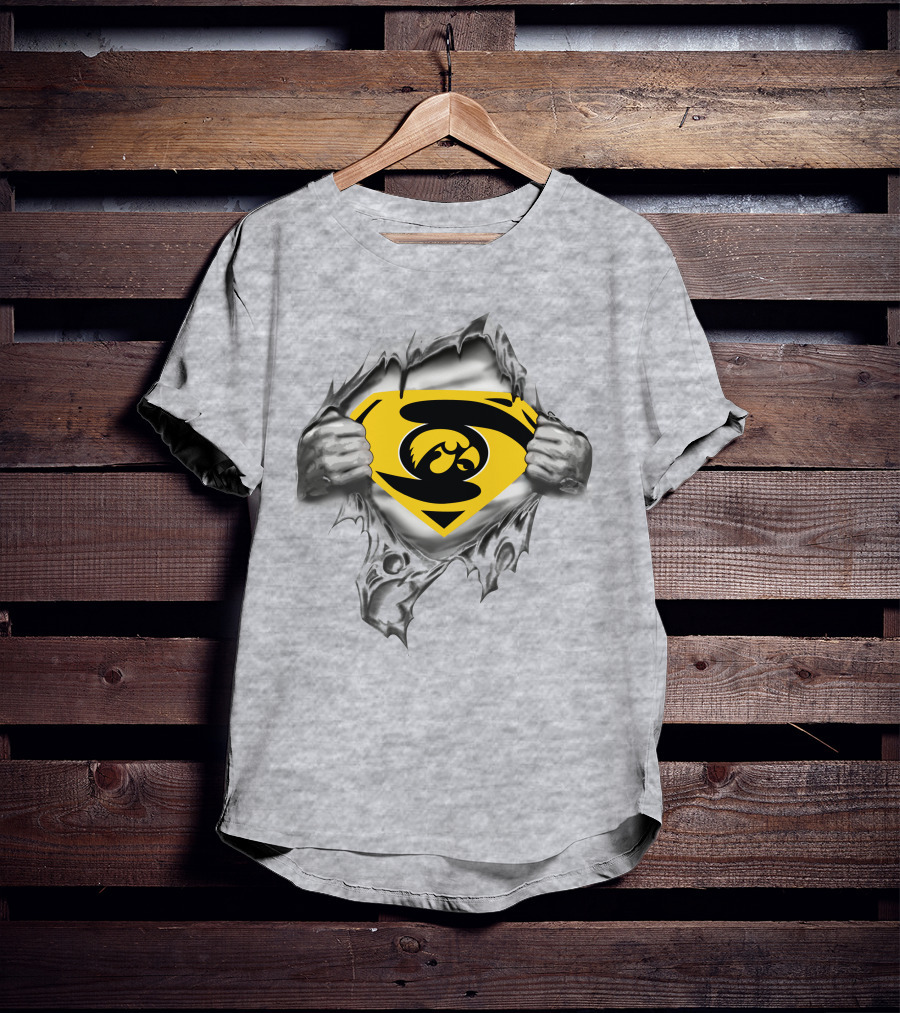 Iowa Hawkeyes Superman Logo Chest Rip T-Shirt