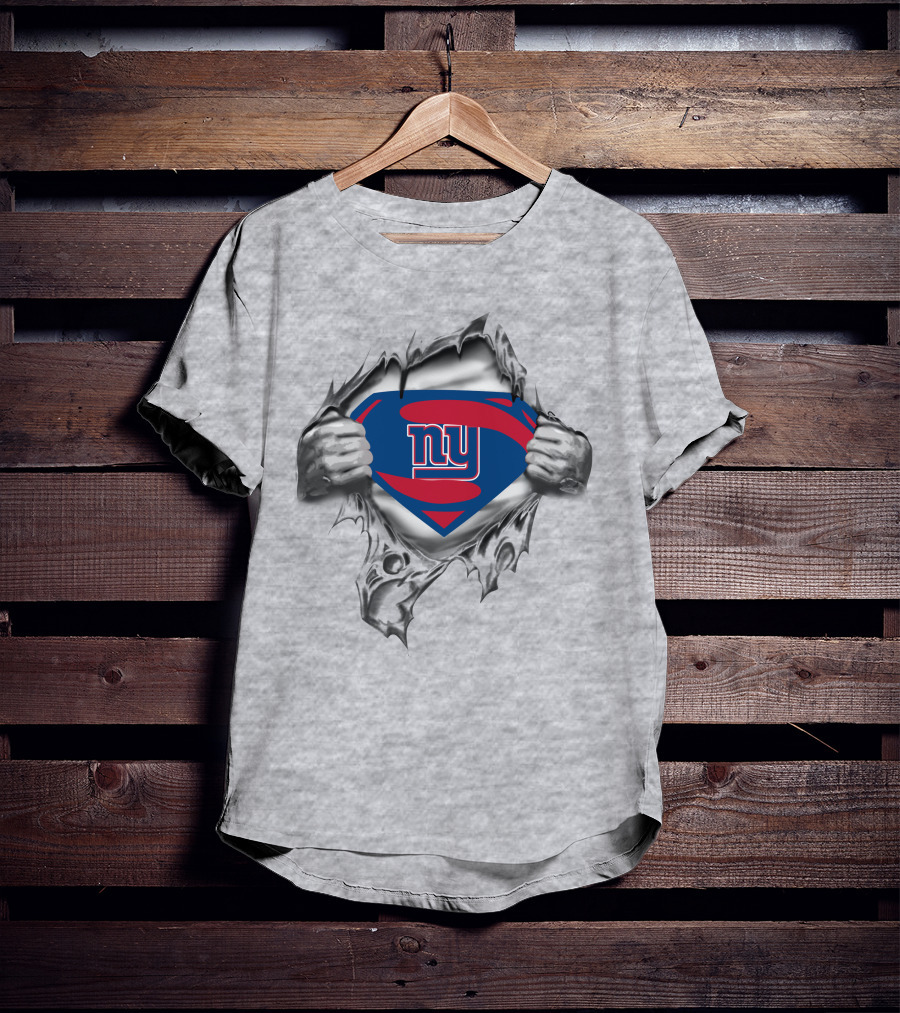 New York Giants Superhero Emblem Busting Through T-Shirt