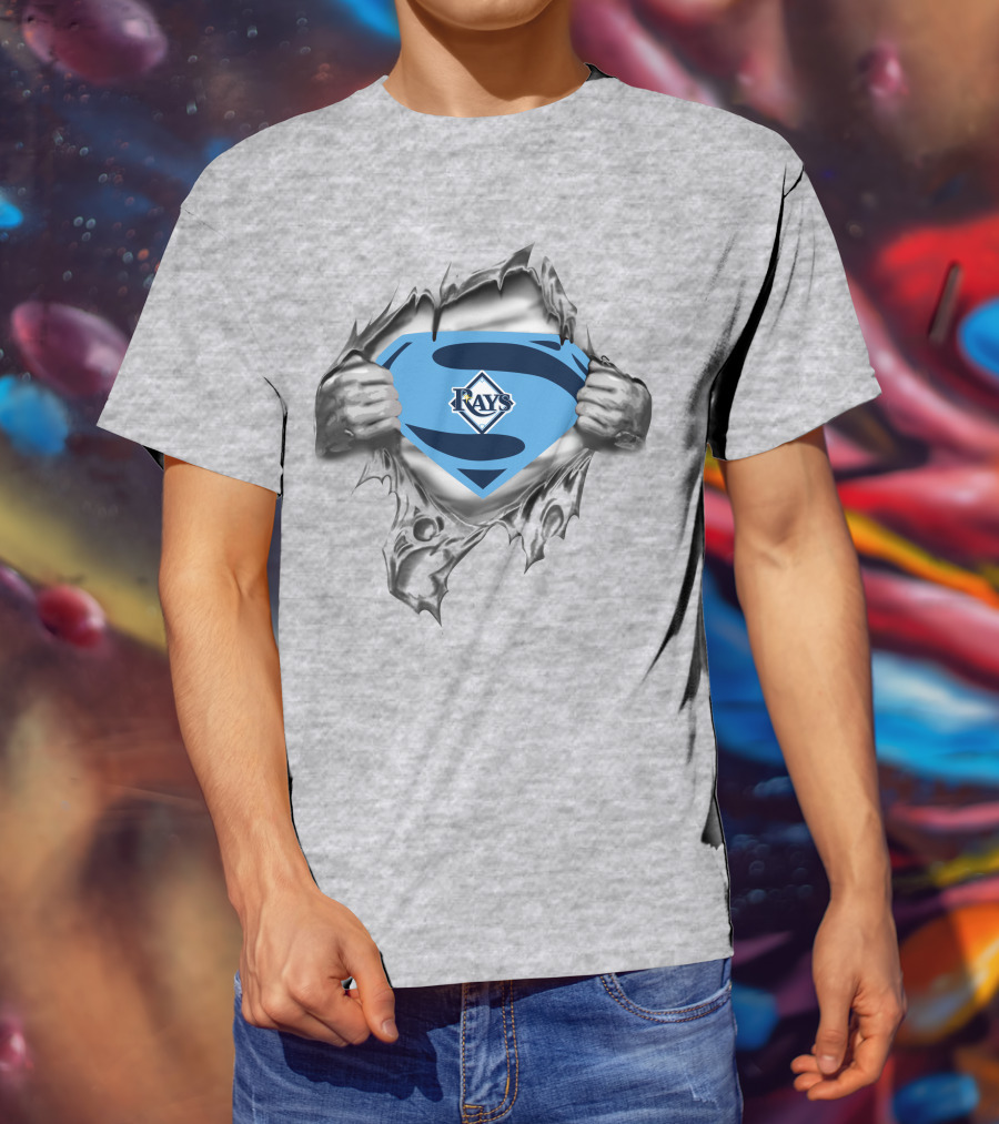 Rays Superman Symbol Tearing Open T-Shirt