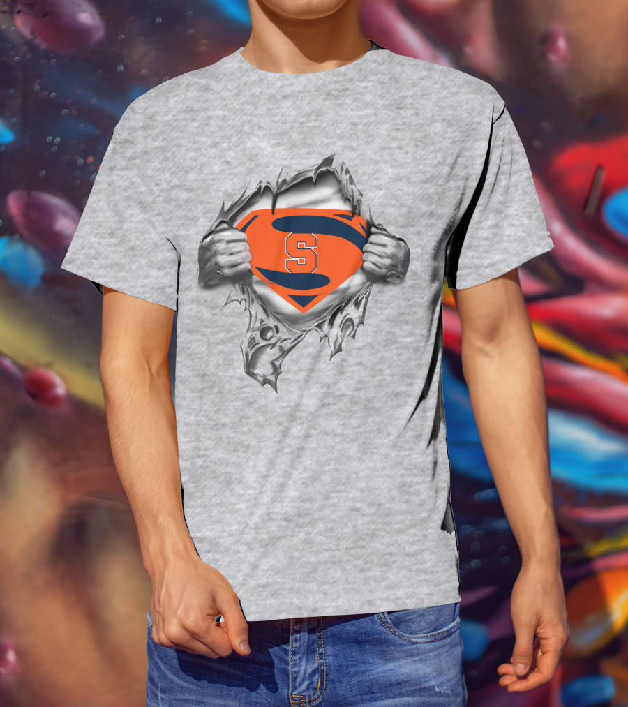 Syracuse Orange Superhero Emblem S Logo Rip Marvel Crossover T-Shirt