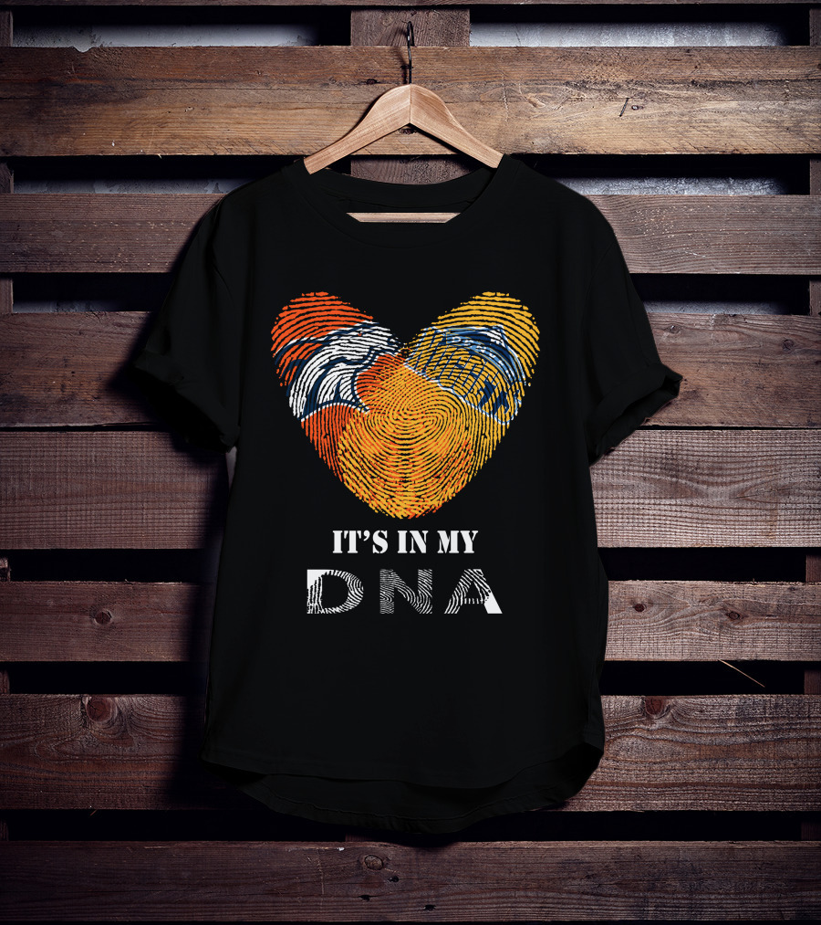 Broncos Nuggets Fingerprint Heart It's In My DNA T-Shirt