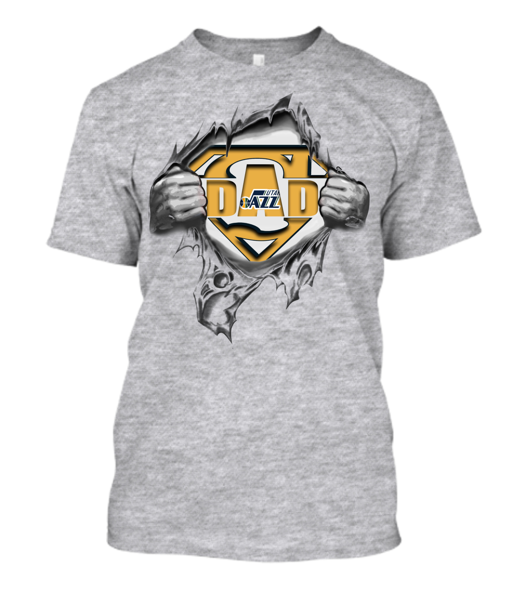 Utah Jazz Super Dad Hero Reveal T-Shirt
