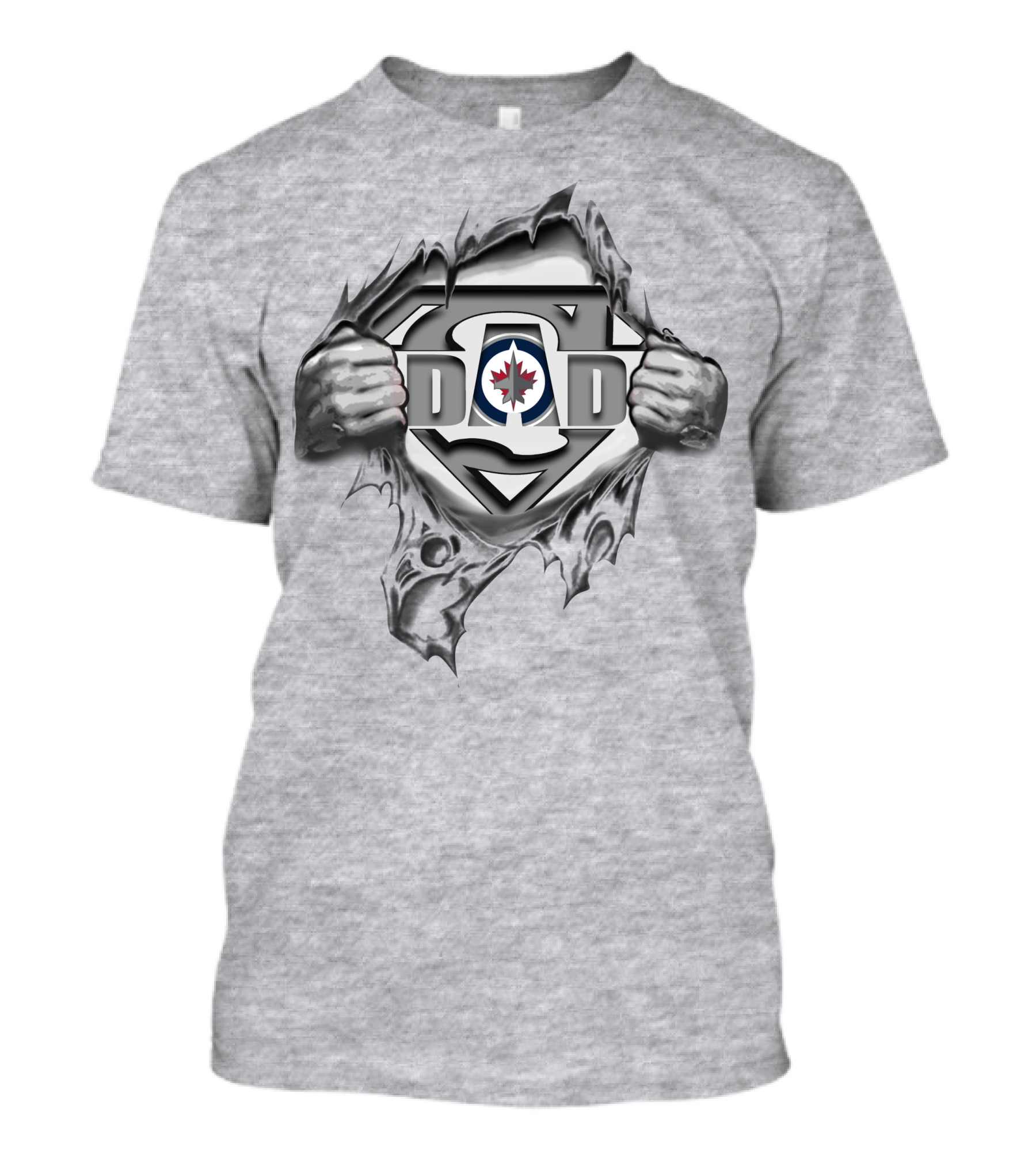 Winnipeg Jets Super Dad Logo With Hands Peeling Back T-Shirt