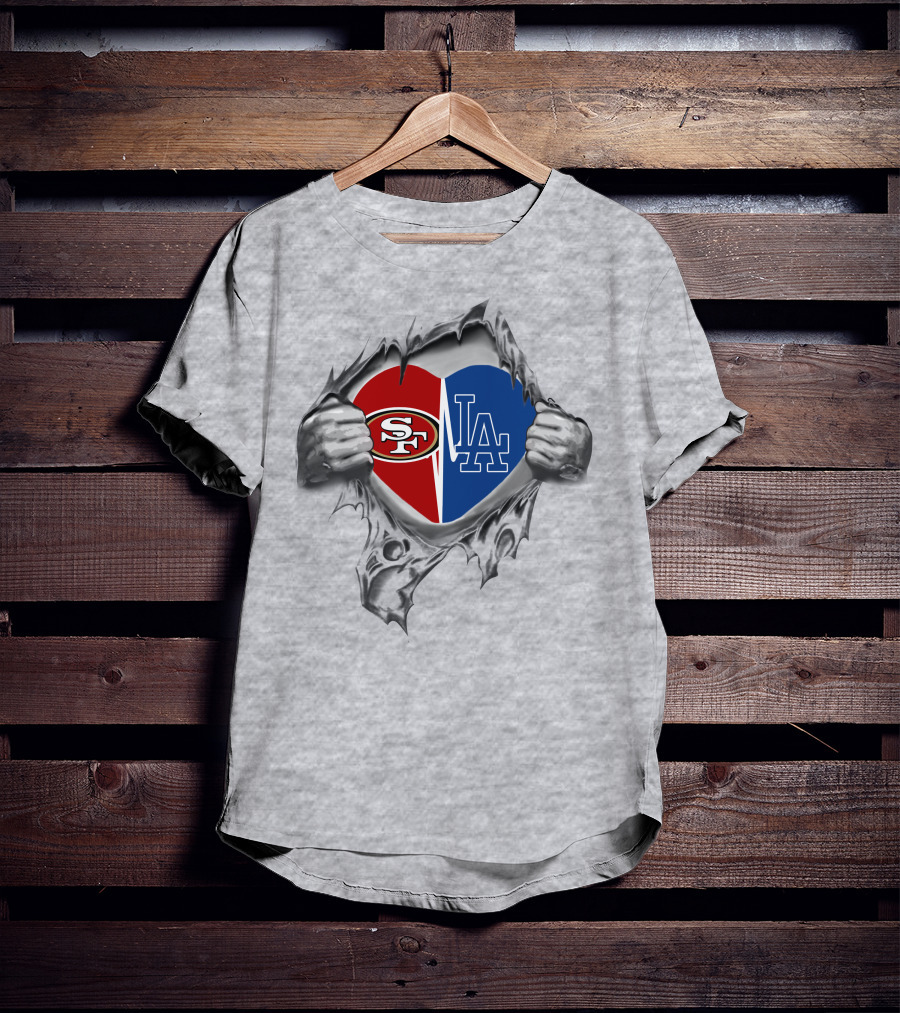 San Francisco 49ers And Los Angeles Dodgers Heart T-Shirt