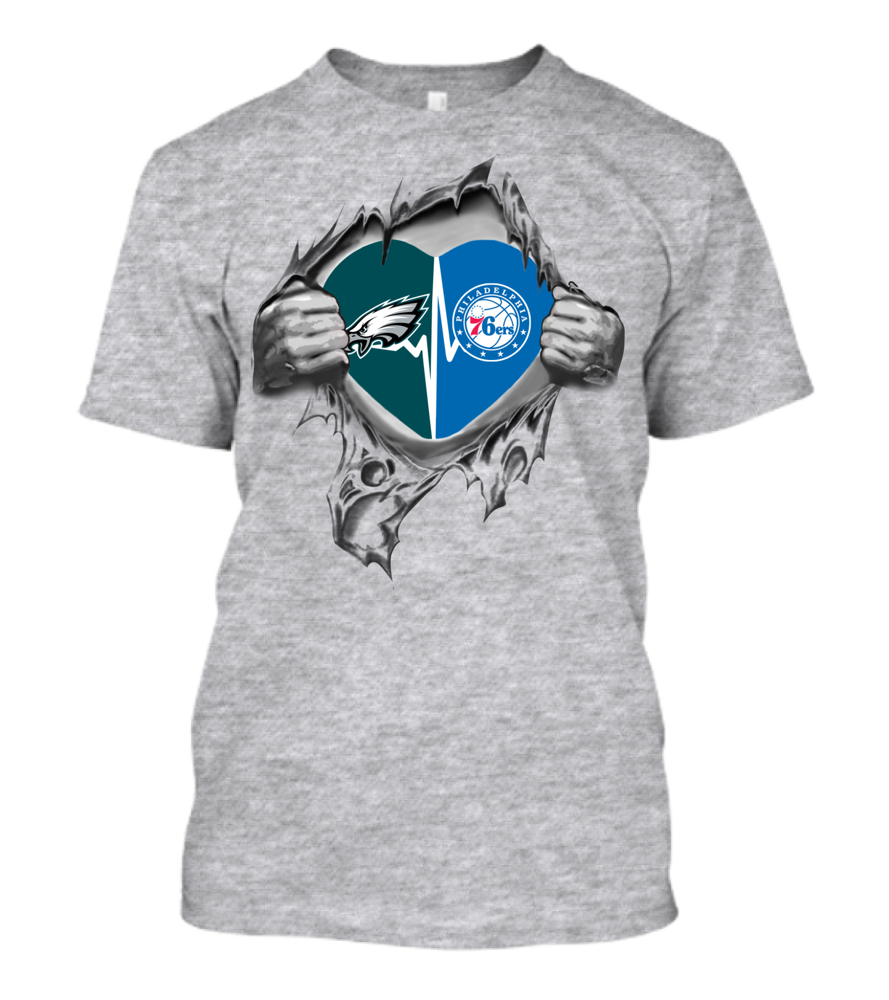 Eagles And Philadelphia 76ers Heartbeat Passion T-Shirt