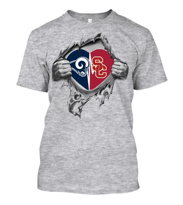 Rams Trojans Heart Logo USC Split T-Shirt