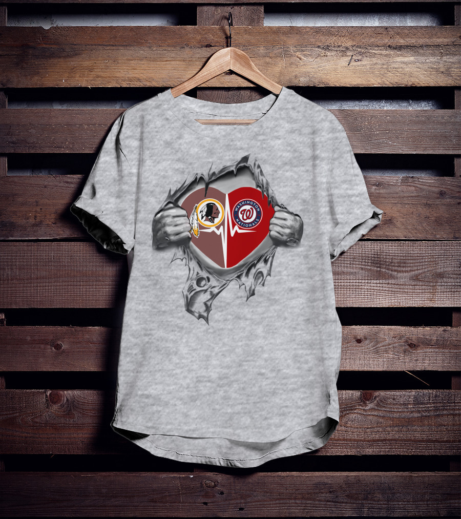 Redskins Washington Nationals Heartbeat Fan T-Shirt