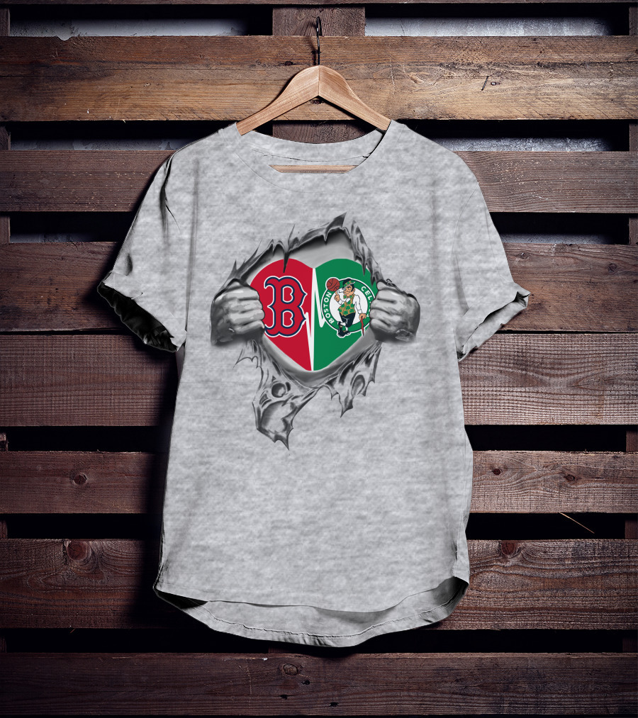 Boston Red Sox Celtics Heart Logo Passion T-Shirt