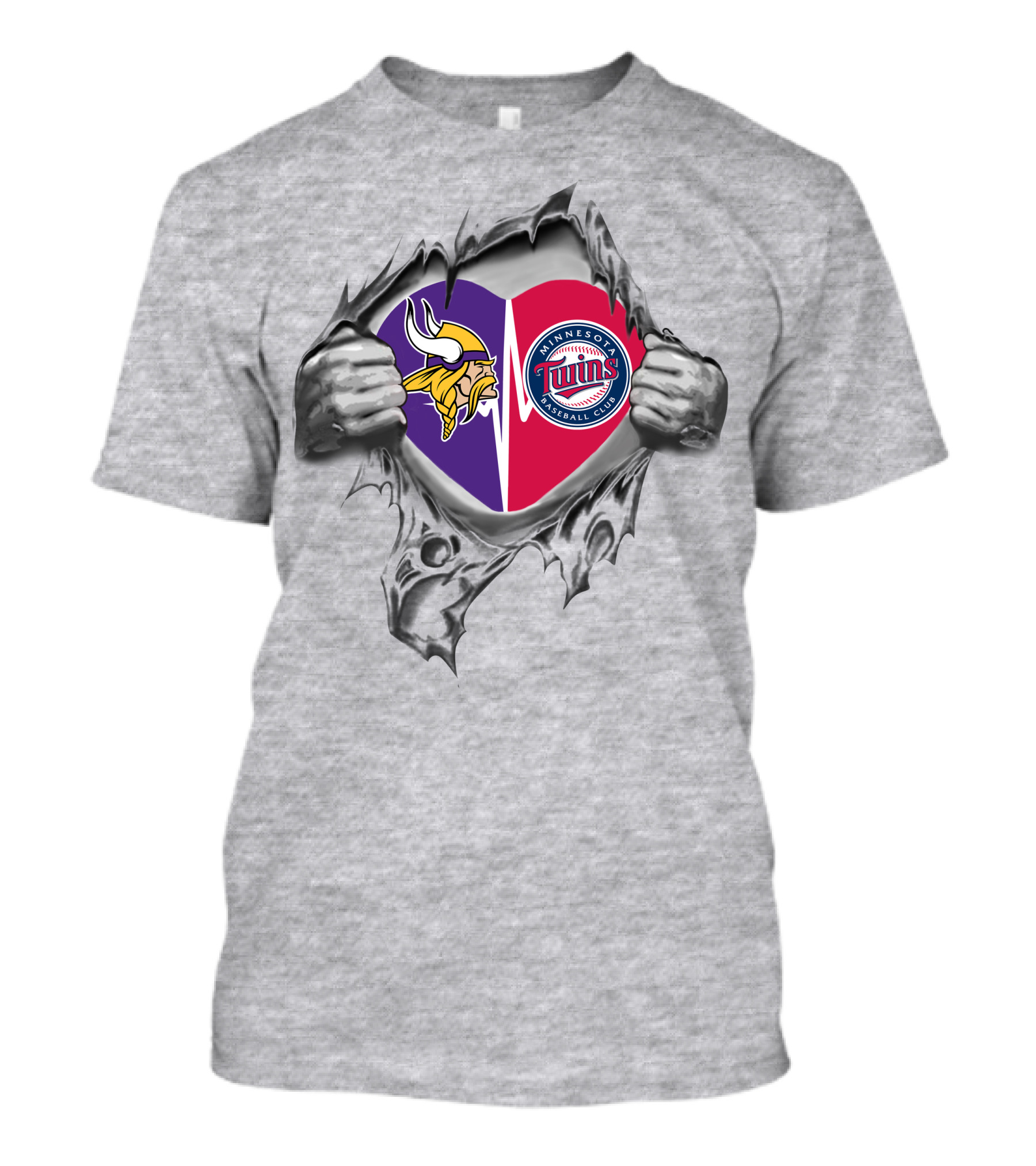 Minnesota Vikings And Twins Heart Logo Combination T-Shirt