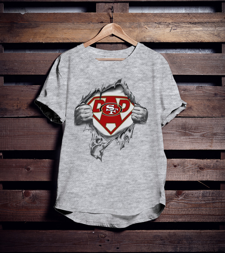 49ers Super Dad Breaking Through Superhero Logo Sf T-Shirt