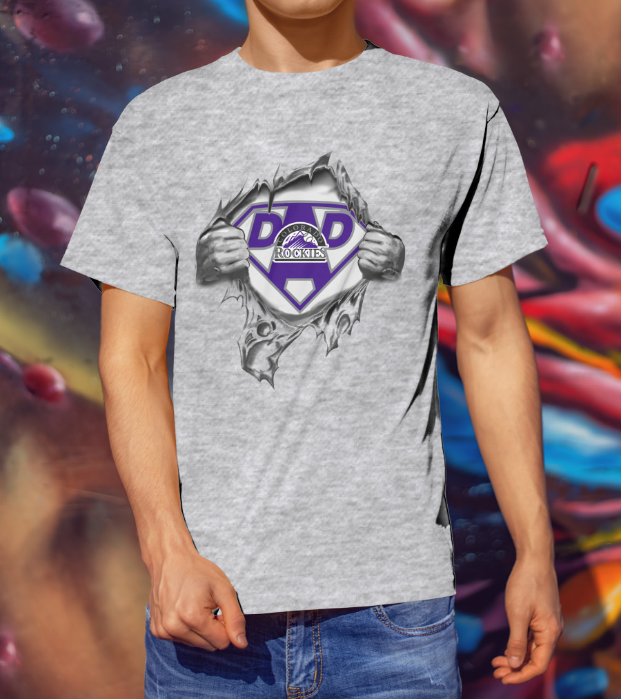 Colorado Rockies Super Dad Logo Emblem Blending Strength And Team Spirit T-Shirt