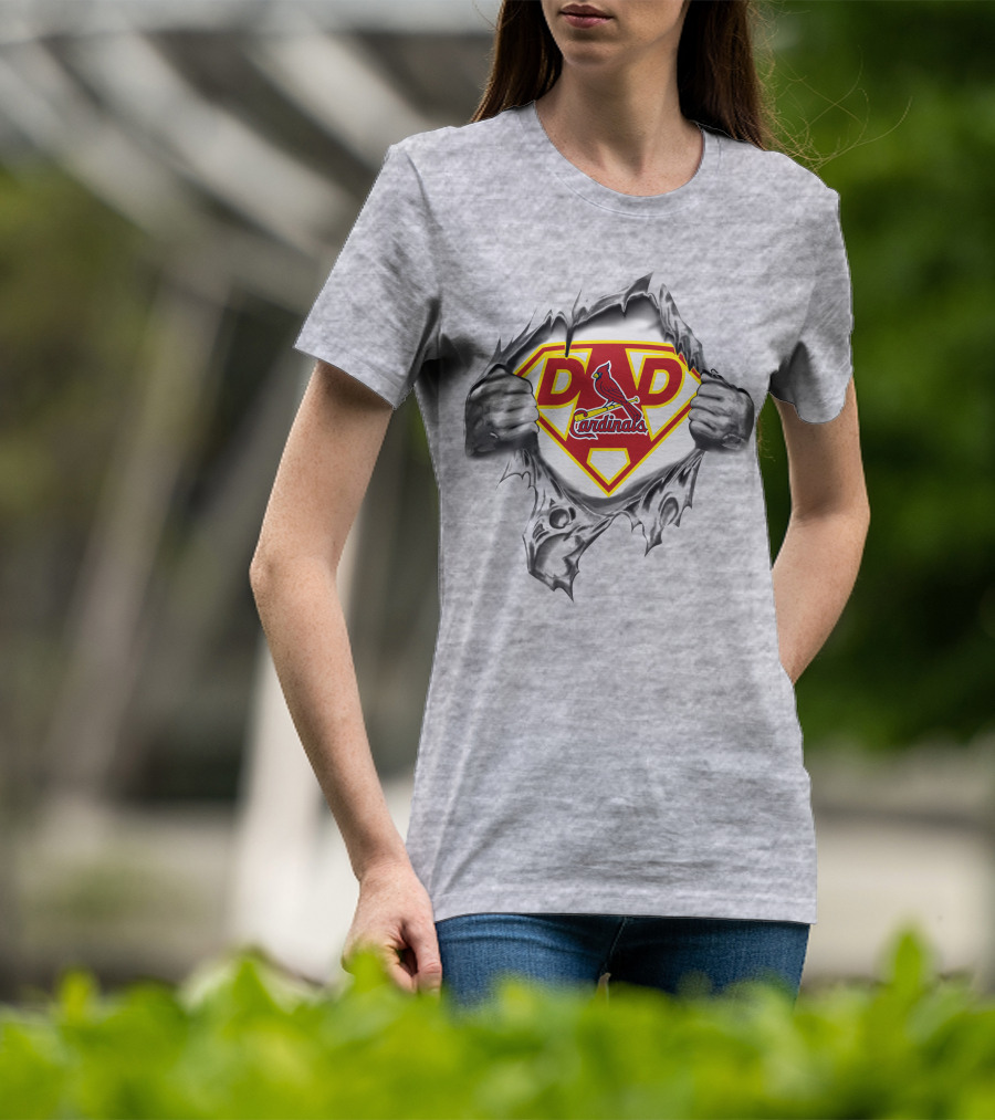 St Louis Cardinals Dad Superhero Logo Burst T-Shirt