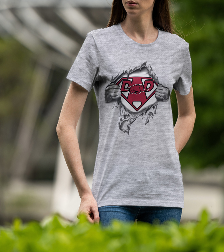 Arkansas Razorbacks Dad Superhero T-Shirt
