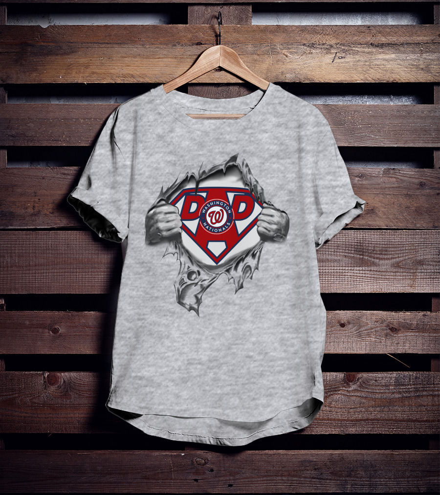 Washington Nationals Super Dad Hero Crest Pullover T-Shirt
