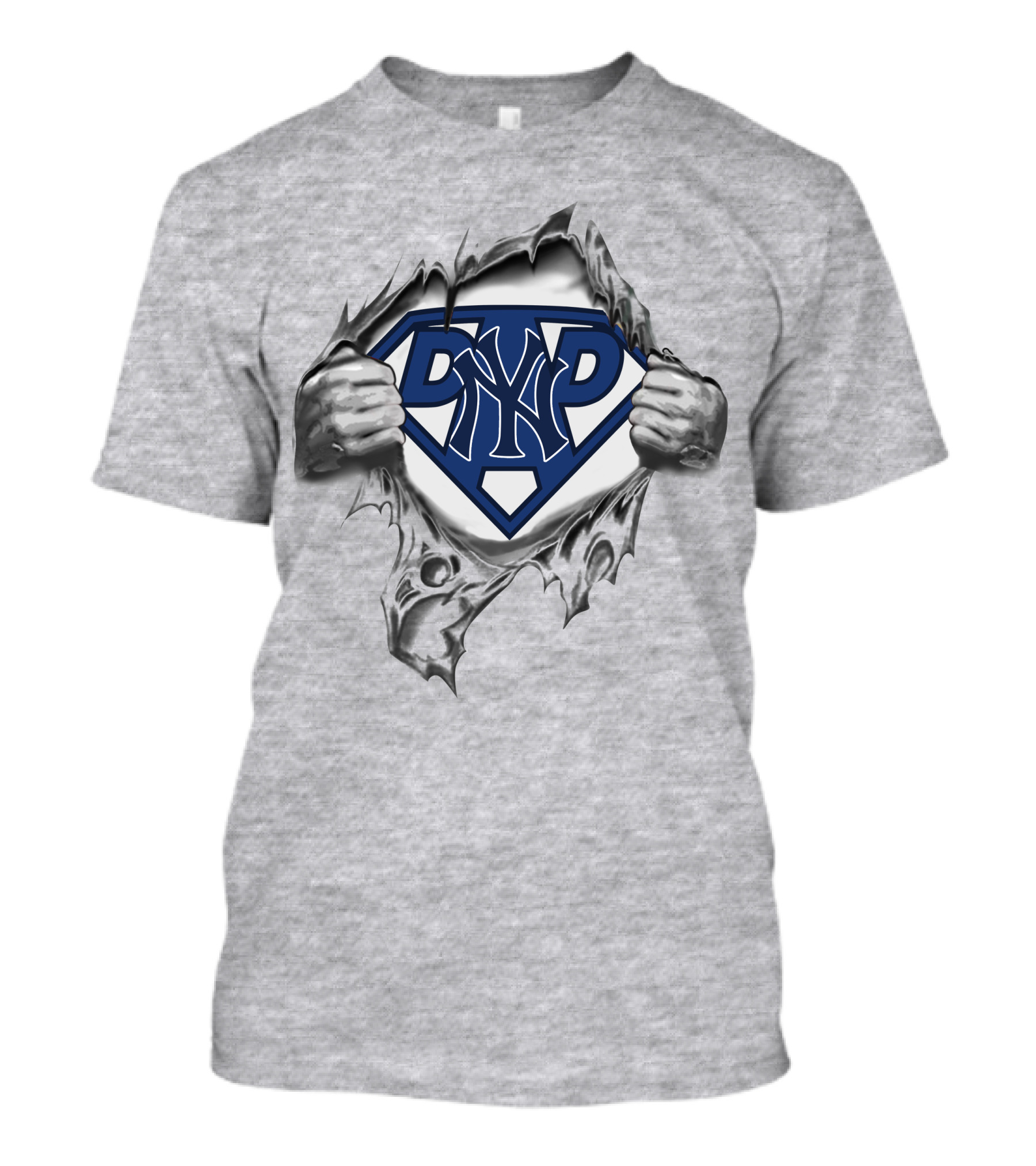 Yankees Super Dad NY Logo Emblem Torn Effect T-Shirt