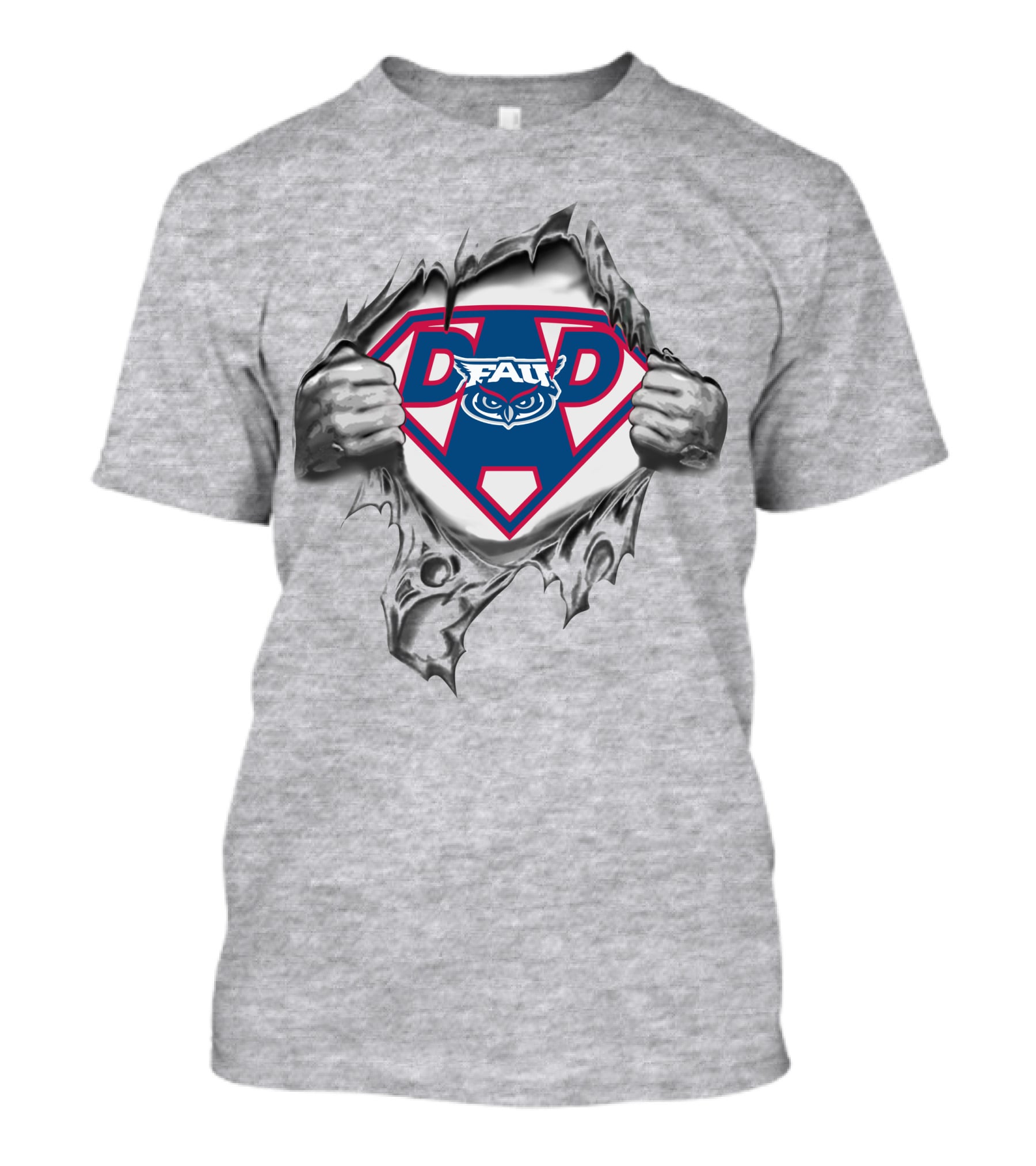 FAU Super Dad Owl Emblem Rip T-Shirt