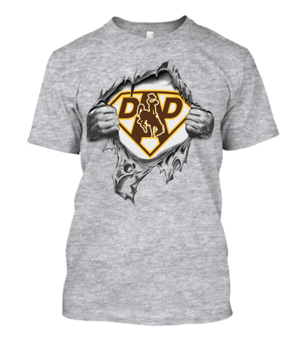 Wyoming Cowboys Super Dad Logo With Ripped Shirt Effect T-Shirt