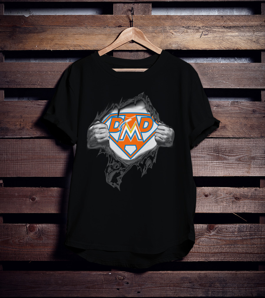 Miami Marlins Super Dad Hero Logo Superman Edition T-Shirt