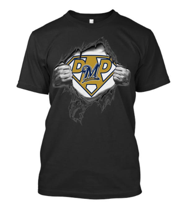 Milwaukee Brewers Super Dad M Logo Fatherhood Hero Milwaukee Baseball T-Shirt