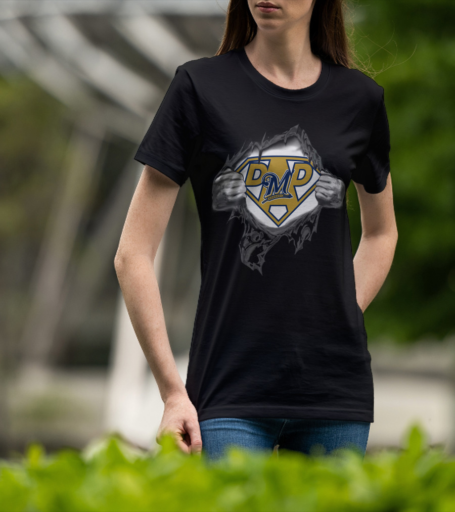 Milwaukee Brewers Super Dad M Logo Fatherhood Hero Milwaukee Baseball T-Shirt