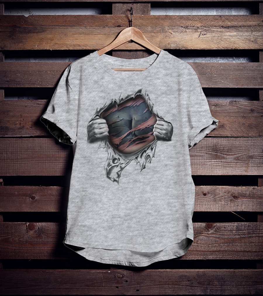 Batman Ripped Logo Reveal With Torn Fabric And Hands T-Shirt
