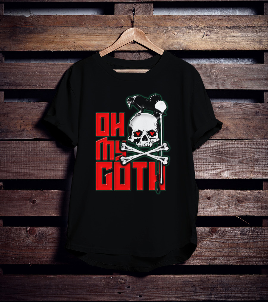 Oh My Goth Skull With Raven And Crossbones Halloween T-Shirt