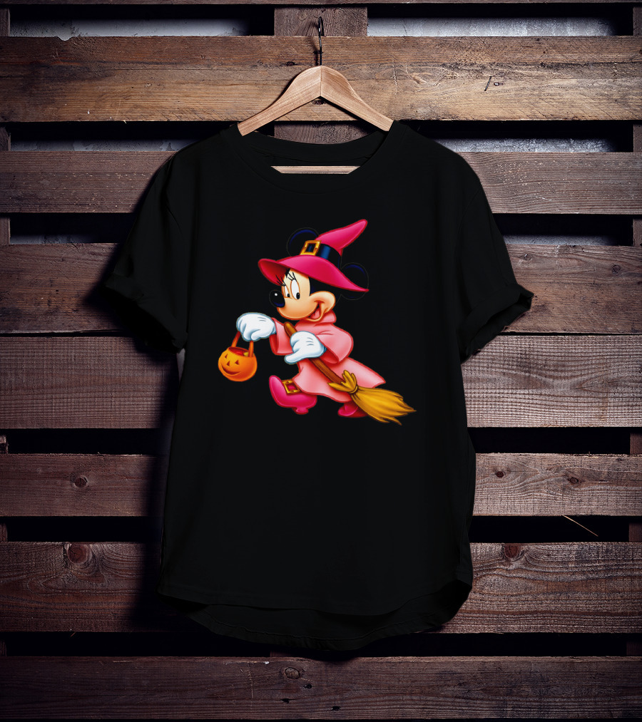 Minnie Mouse Halloween Witch Broomstick Trick Or Treat Magic Wands Donald Duck T-Shirt