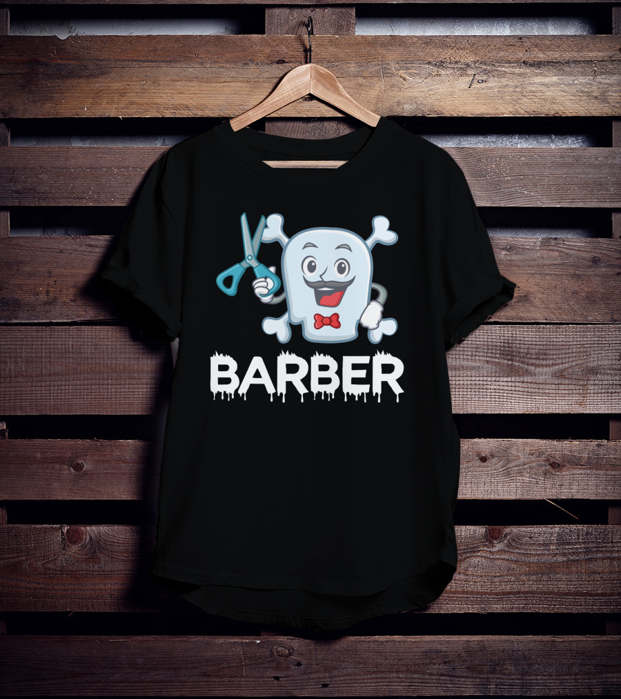 Barber Halloween Ghost With Scissors And Bow Tie T-Shirt