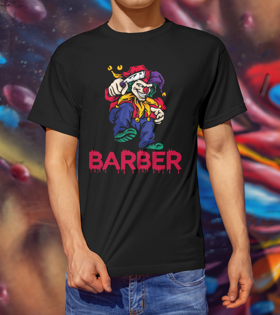 Barber Clown Halloween Razor Art T-Shirt