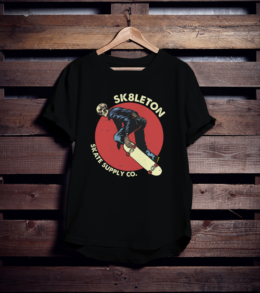 SK8leton Skate Supply Co Halloween Skateboard Skeleton Skater T-Shirt