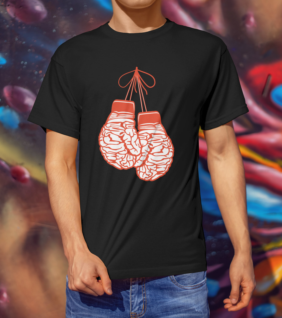 Brain-Shaped Boxing Gloves Boxer Brain Training Gym T-Shirt