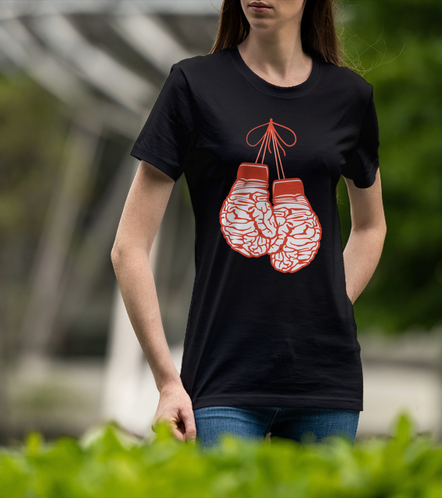 Brain-Shaped Boxing Gloves Boxer Brain Training Gym T-Shirt