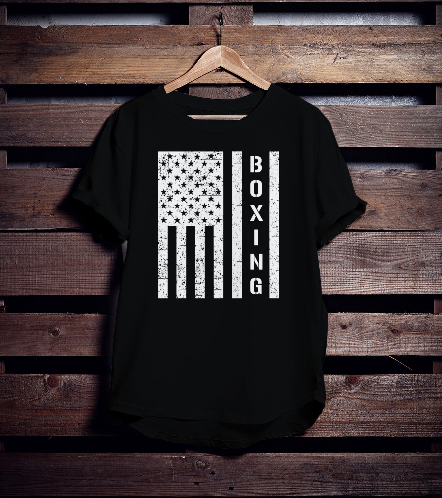 Boxing Vertical Stars Stripes USA Flag T-Shirt