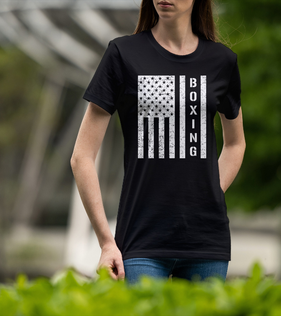 Boxing Vertical Stars Stripes USA Flag T-Shirt