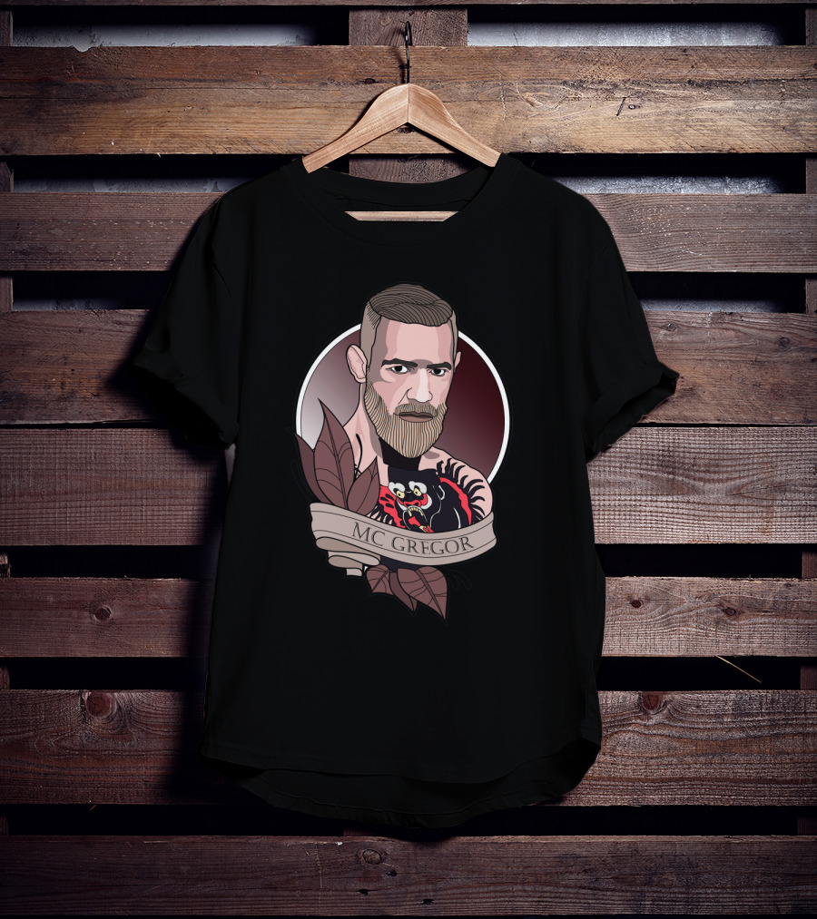 Conor Mcgregor Tattoo Illustration With Banner T-Shirt