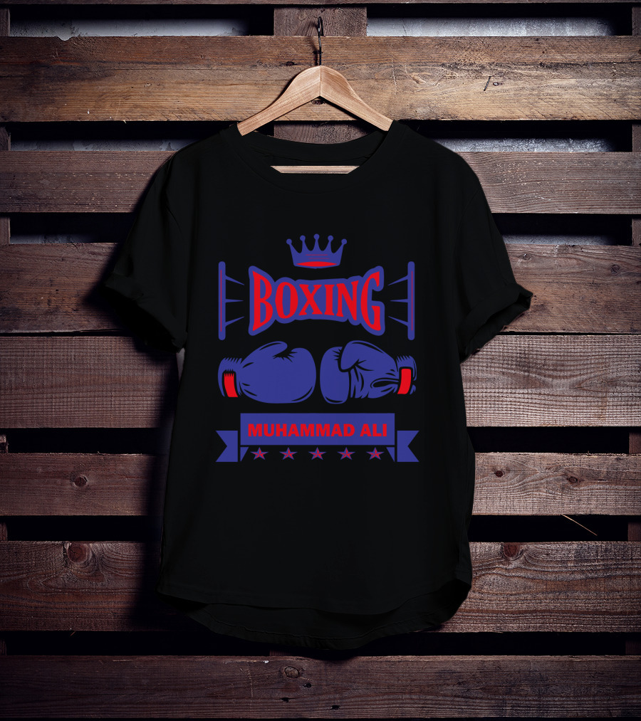 Muhammad Ali Boxing Gloves Crown Stars T-Shirt