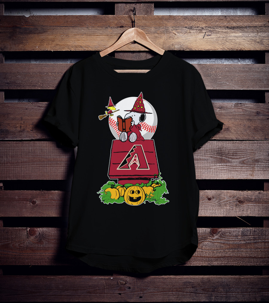 Snoopy Halloween Arizona Diamondbacks Pumpkin Scene T-Shirt