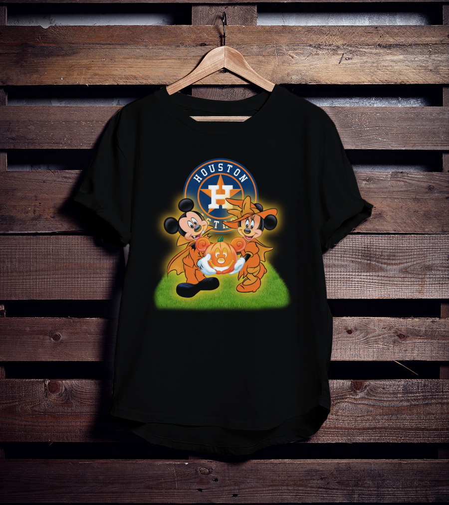 Houston Astros Halloween Mickey And Minnie Pumpkin Magic T-Shirt
