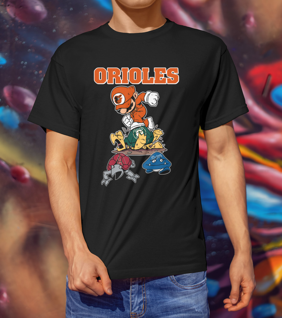 Orioles Halloween Mario Crossover With Oakland Athletics And Other Characters T-Shirt