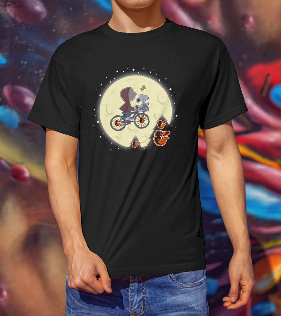 Baltimore Orioles Halloween Moon Bicycle T-Shirt