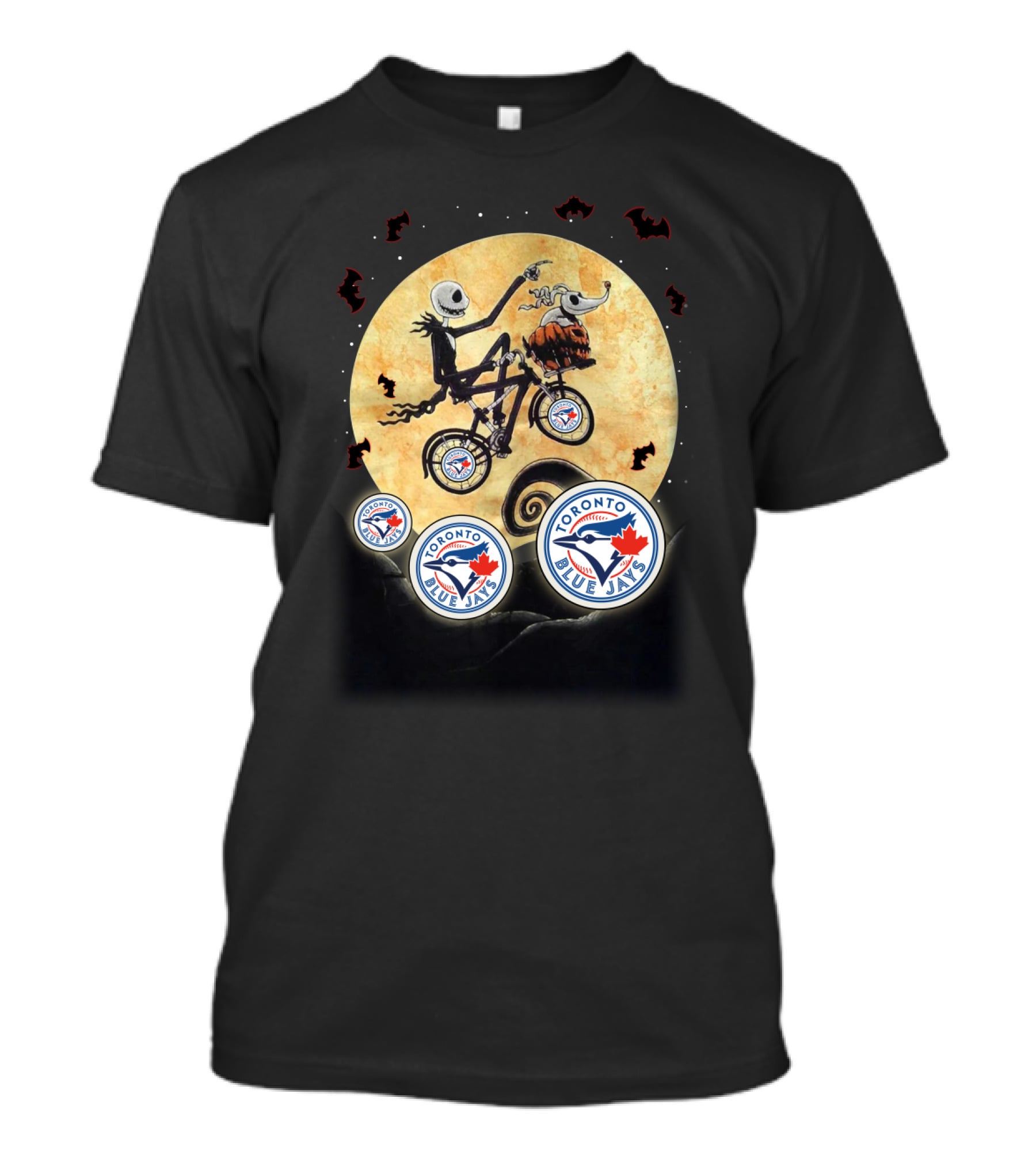 Toronto Blue Jays Halloween Bicycle Ride With Pumpkin And Moon T-Shirt