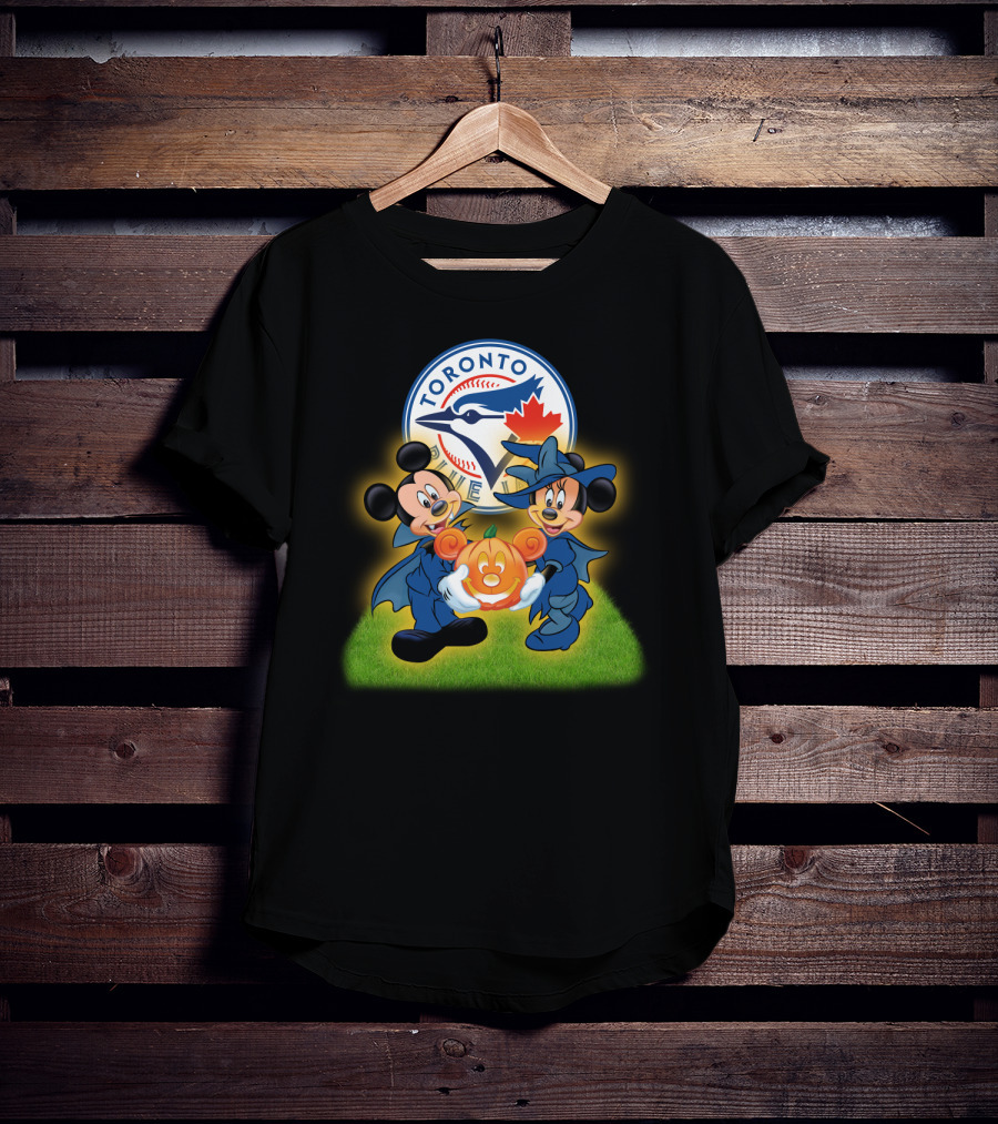 Toronto Blue Jays Halloween Mickey And Minnie Pumpkin T-Shirt