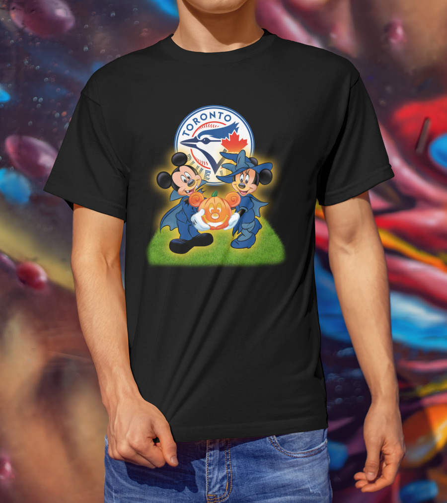 Toronto Blue Jays Halloween Mickey And Minnie Pumpkin T-Shirt