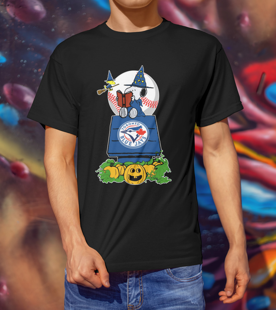 Toronto Blue Jays Halloween Peanuts Snoopy Witch Pumpkin T-Shirt