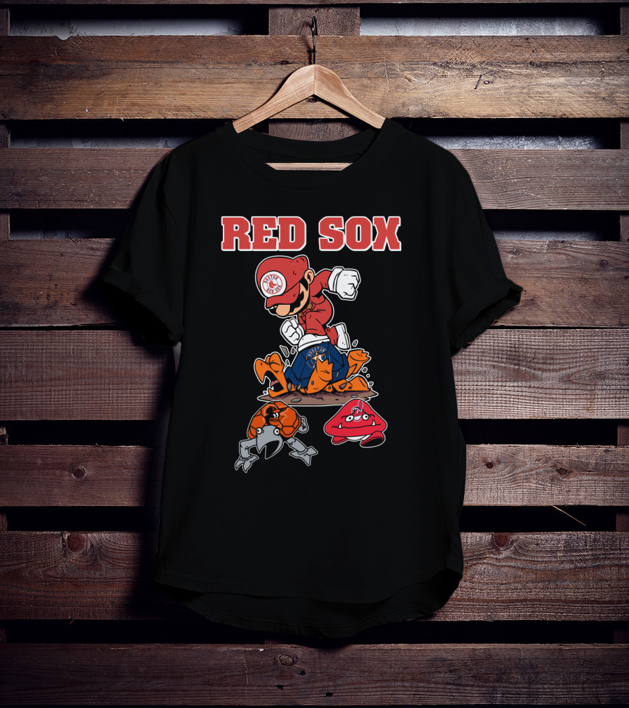 Red Sox Mario Parody With Crab And Claw Enemies T-Shirt